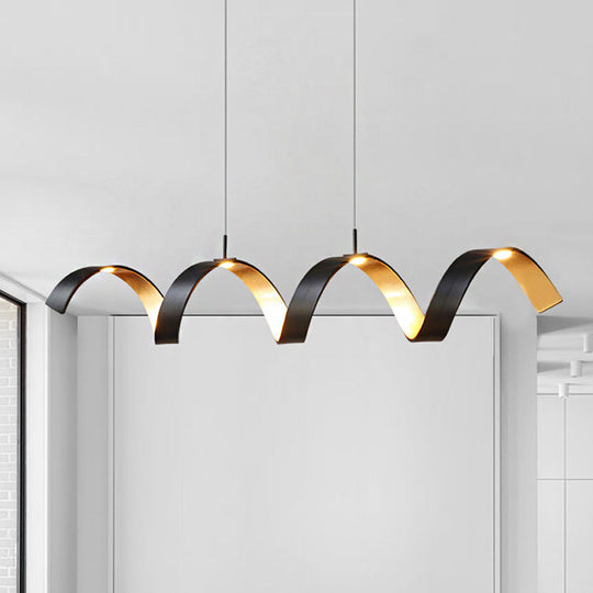 Stylish Black and Gold Twisted Ceiling Lamp – Contemporary Single-Light Acrylic Chandelier Pendant for Table