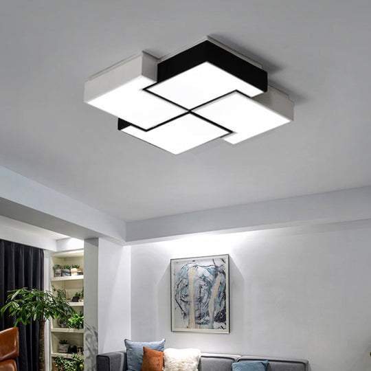 Modern LED Pinwheel Flush Mount Nordic Ceiling Light for Bedroom - Black and white Metal Finish