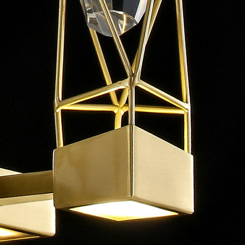 Modern Brass Wall Sconce with Crystal Rock Deco, Metal Light Fixture