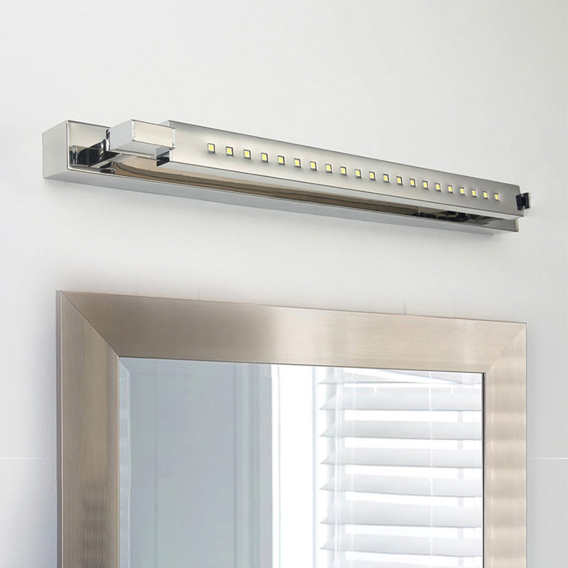 Modern Rotatable Stainless Steel LED Vanity Sconce Light - 18.5"/24" - Chrome, Warm/White Lighting