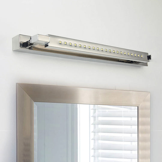 Modern Rotatable Stainless Steel LED Vanity Sconce Light - 18.5"/24" - Chrome, Warm/White Lighting