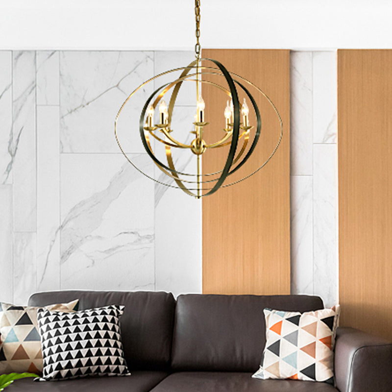 Classic Gold Pendant Chandelier - 8-Light Metal Hanging Light for Living Room