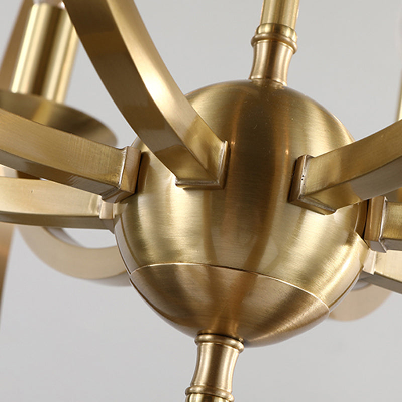 Classic Gold Pendant Chandelier - 8-Light Metal Hanging Light for Living Room