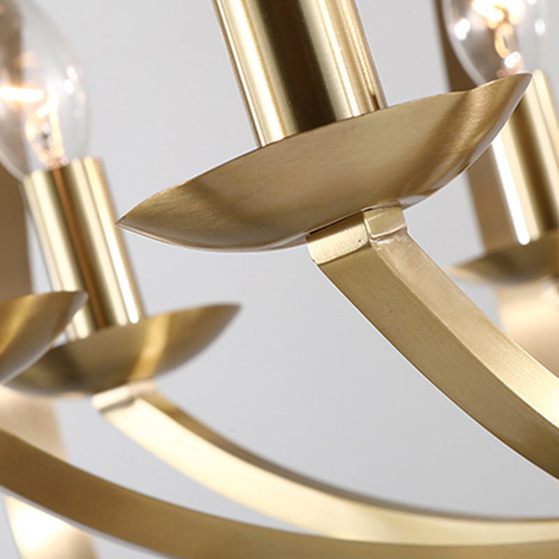Classic Gold Pendant Chandelier - 8-Light Metal Hanging Light for Living Room
