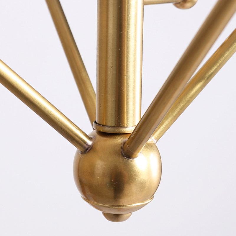 Golden Metal Pendant Candle Chandelier - 4-Light Fixture for Living Room