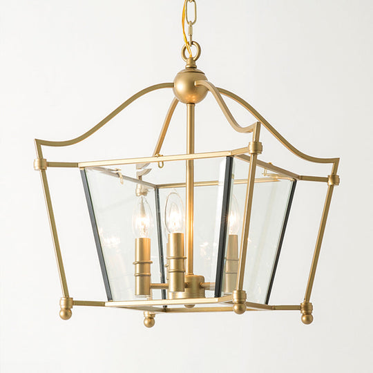Traditional Gold 4-Light Metal Chandelier - Elegant Candle-Style Pendant for Dining Room