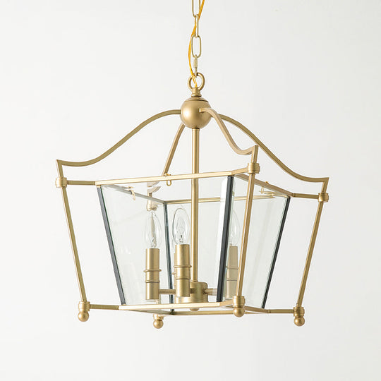 Traditional Gold 4-Light Metal Chandelier - Elegant Candle-Style Pendant for Dining Room