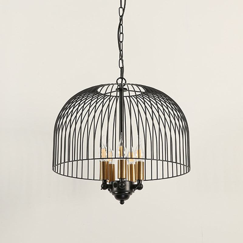 Classic Metal Birdcage Chandelier - 5 Lights, Black Hanging Fixture for Dining Room Ceiling