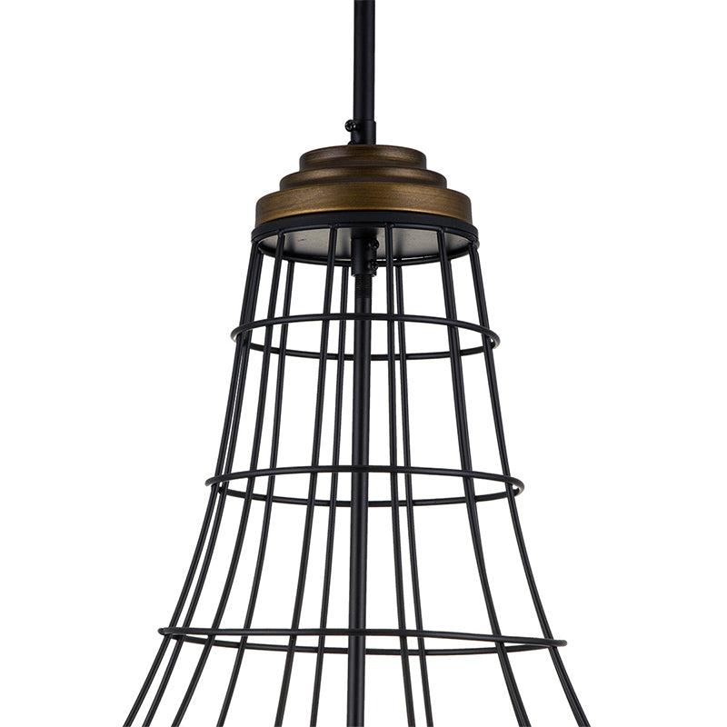 Traditional Metal Candle Chandelier - 3-Light Pendant Light with Cage for Living Room