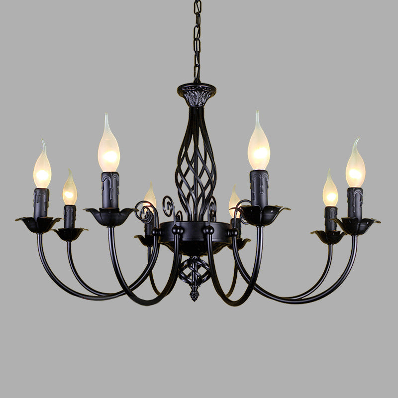 Traditional Metal Chandelier Lamp with Swooping Arms - 3/4/5 Lights, Black/White - Perfect for Living Room