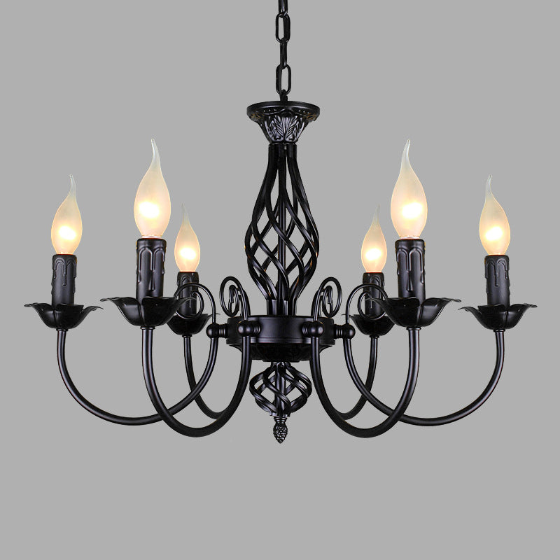 Traditional Metal Chandelier Lamp with Swooping Arms - 3/4/5 Lights, Black/White - Perfect for Living Room