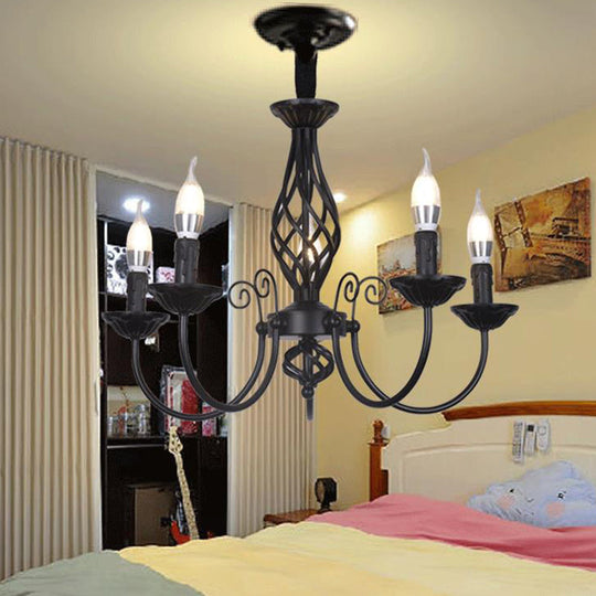 Traditional Metal Chandelier Lamp with Swooping Arms - 3/4/5 Lights, Black/White - Perfect for Living Room
