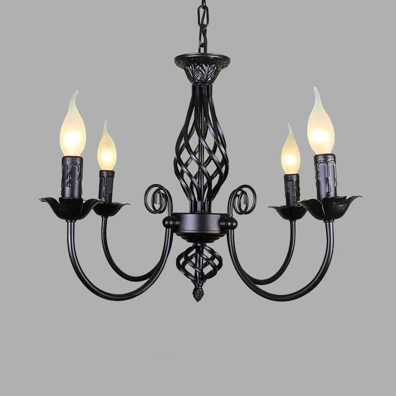 Traditional Metal Chandelier Lamp with Swooping Arms - 3/4/5 Lights, Black/White - Perfect for Living Room