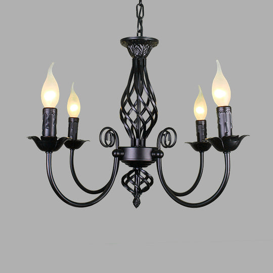 Traditional Metal Chandelier Lamp with Swooping Arms - 3/4/5 Lights, Black/White - Perfect for Living Room