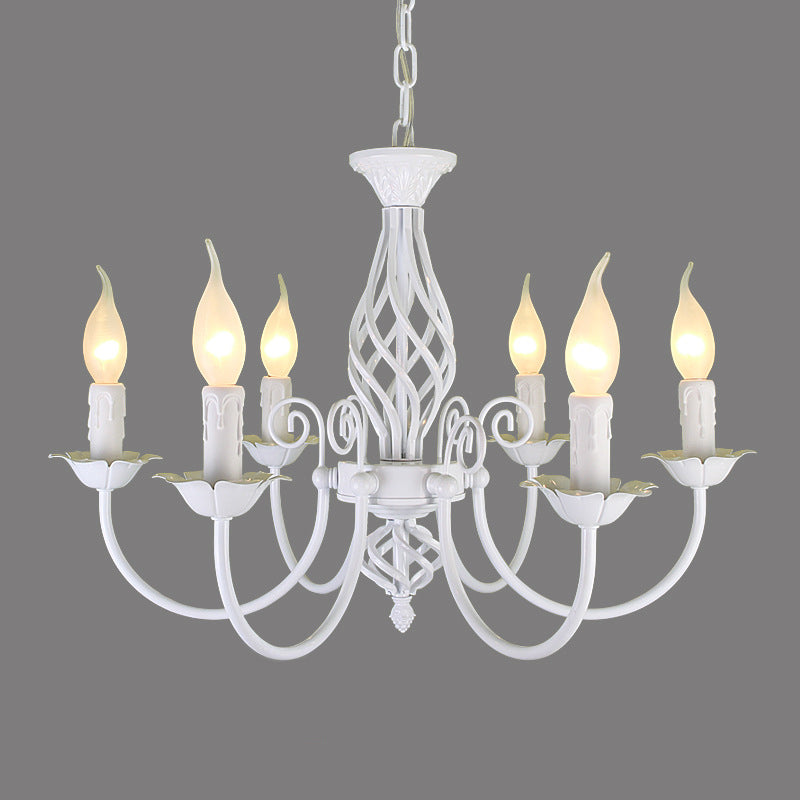 Traditional Metal Chandelier Lamp with Swooping Arms - 3/4/5 Lights, Black/White - Perfect for Living Room