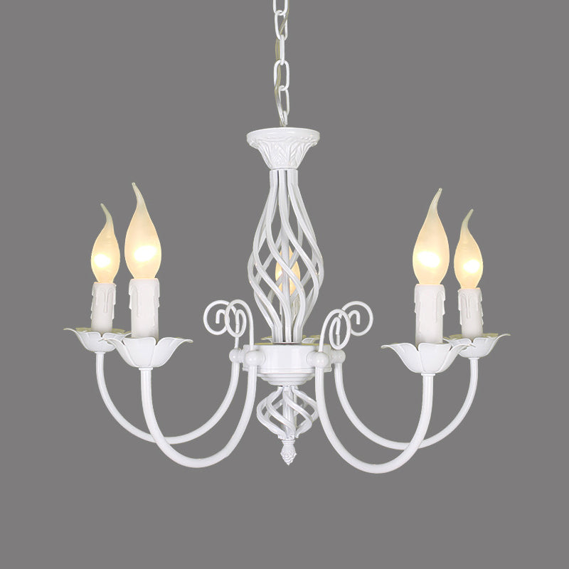 Traditional Metal Chandelier Lamp with Swooping Arms - 3/4/5 Lights, Black/White - Perfect for Living Room