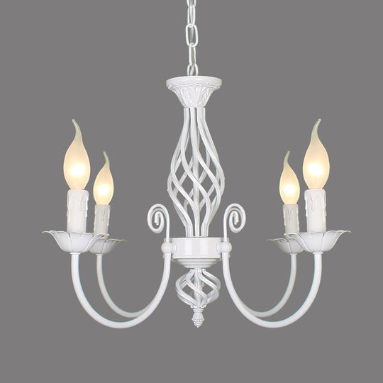 Traditional Metal Chandelier Lamp with Swooping Arms - 3/4/5 Lights, Black/White - Perfect for Living Room