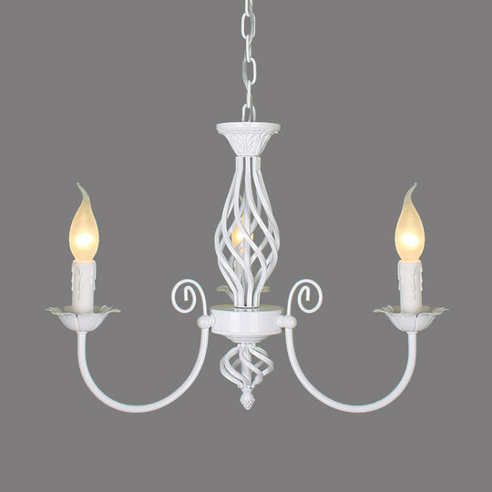 Traditional Metal Chandelier Lamp with Swooping Arms - 3/4/5 Lights, Black/White - Perfect for Living Room