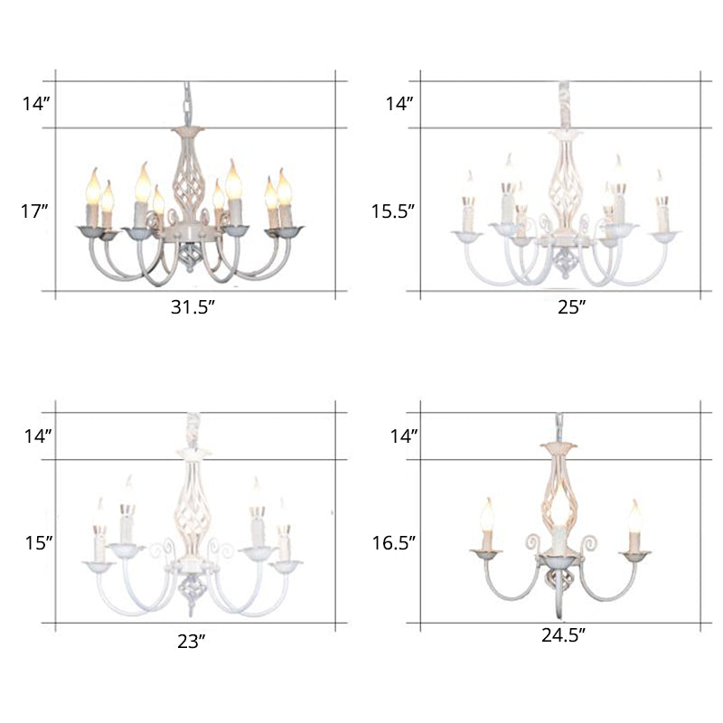 Traditional Metal Chandelier Lamp with Swooping Arms - 3/4/5 Lights, Black/White - Perfect for Living Room