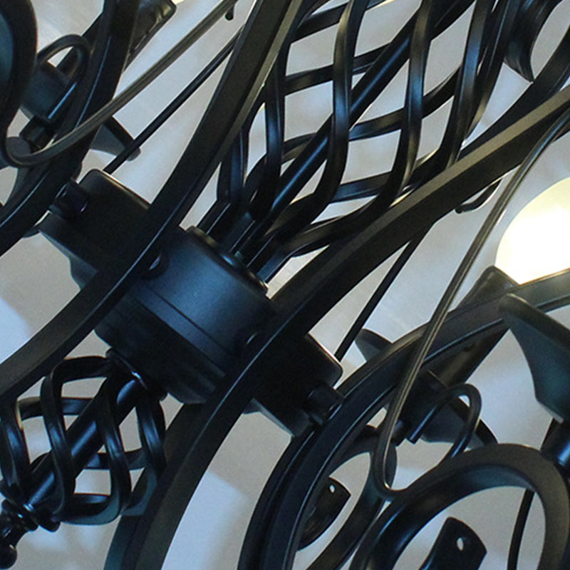 Metal Swirled Arm Chandelier Pendant Light - Rustic 6/8 Bulbs Ceiling Lamp for Traditional Dining Room