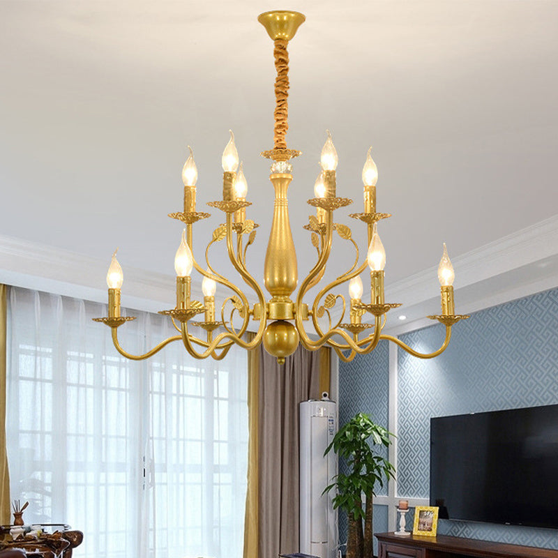 Traditional Gold Chandelier with Swooping Arms - 6/12/16 Lights Pendant Lamp