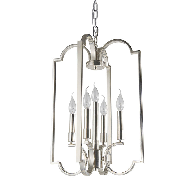 Classic Silver Candle Chandelier - Elegant Metal Pendant Light for Dining Room Ceiling