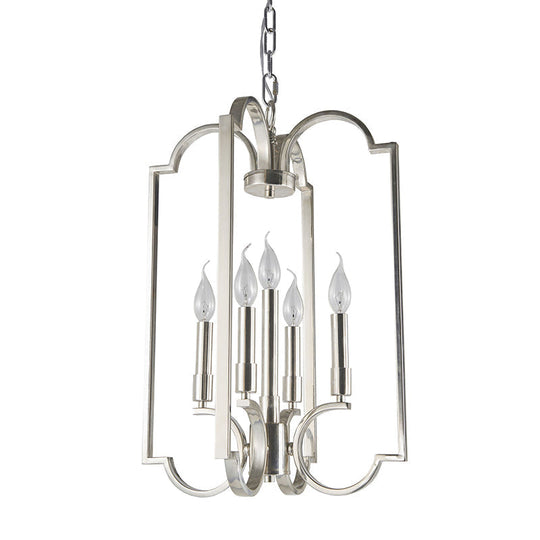 Classic Silver Candle Chandelier - Elegant Metal Pendant Light for Dining Room Ceiling