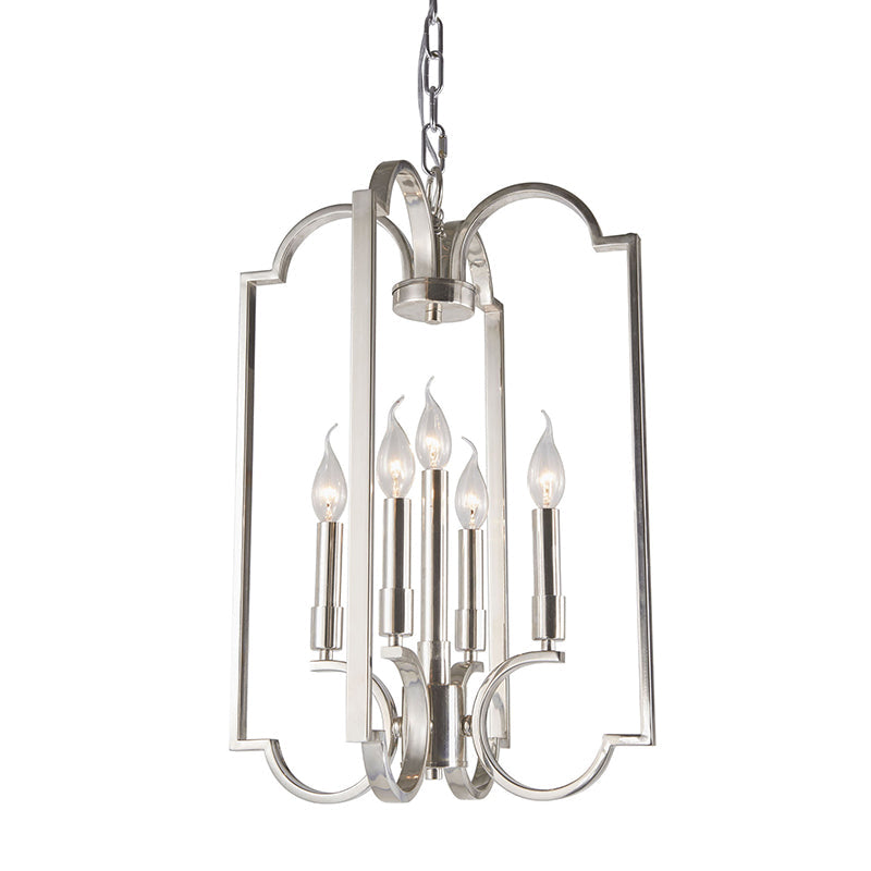 Classic Silver Candle Chandelier - Elegant Metal Pendant Light for Dining Room Ceiling
