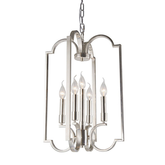Classic Silver Candle Chandelier - Elegant Metal Pendant Light for Dining Room Ceiling