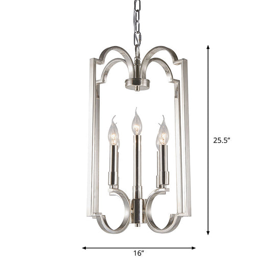 Classic Silver Candle Chandelier - Elegant Metal Pendant Light for Dining Room Ceiling