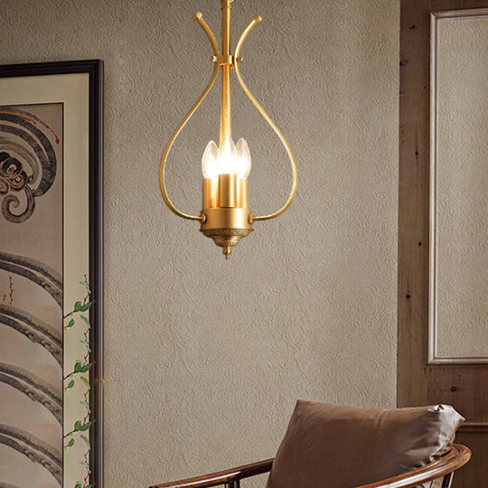 Classic 4-Light Gold Candle Chandelier - Dining Room Pendant Lighting with Metal