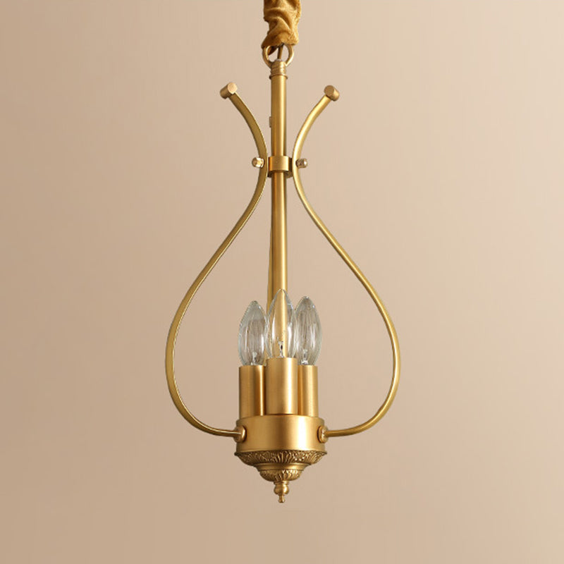 Classic 4-Light Gold Candle Chandelier - Dining Room Pendant Lighting with Metal