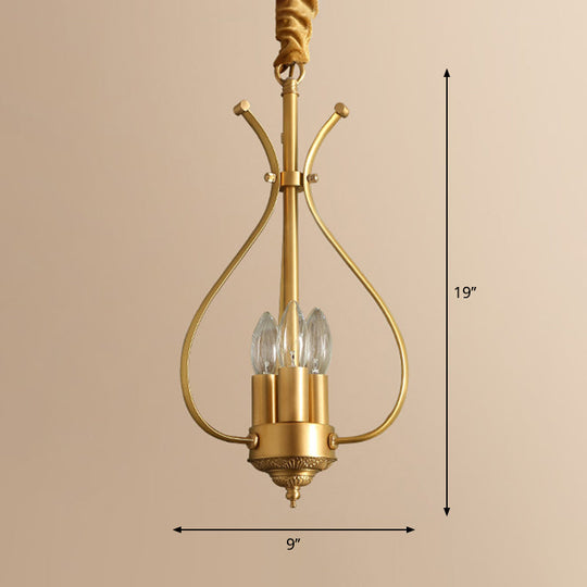 Classic 4-Light Gold Candle Chandelier - Dining Room Pendant Lighting with Metal