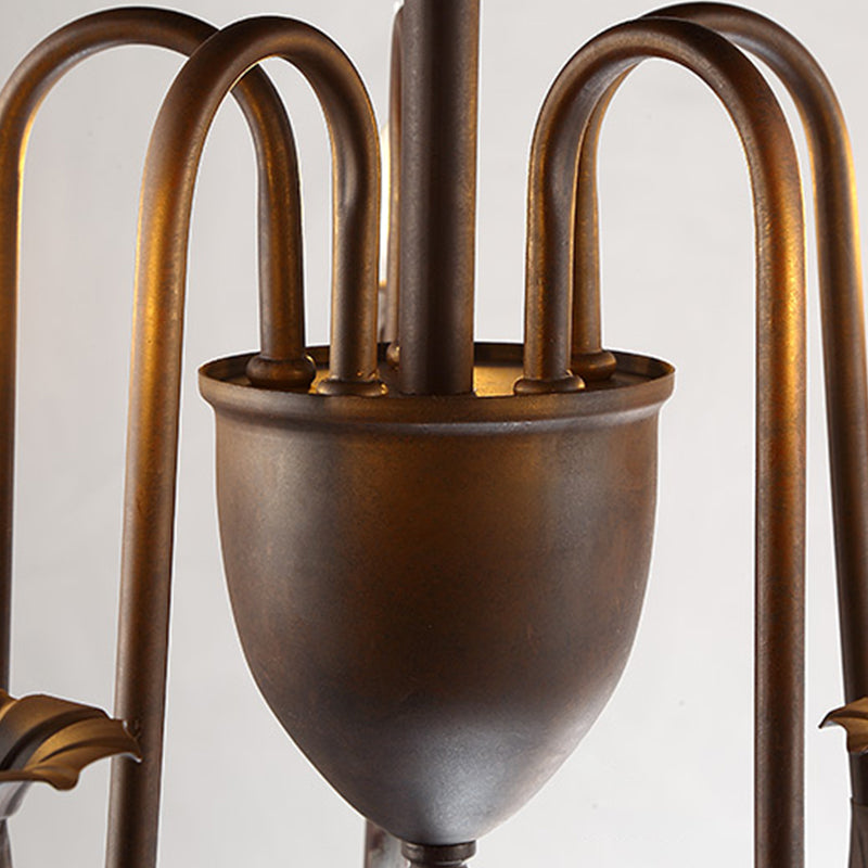 Tapered Classic Metal Chandelier - 5-Light Rust Hanging Light for Dining Room Ceiling