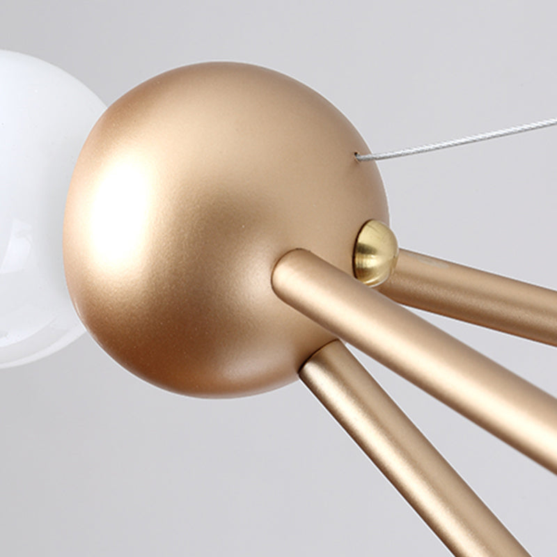 Gold Geometric Pendant Chandelier - Classic Metal Hanging Light for Bedroom