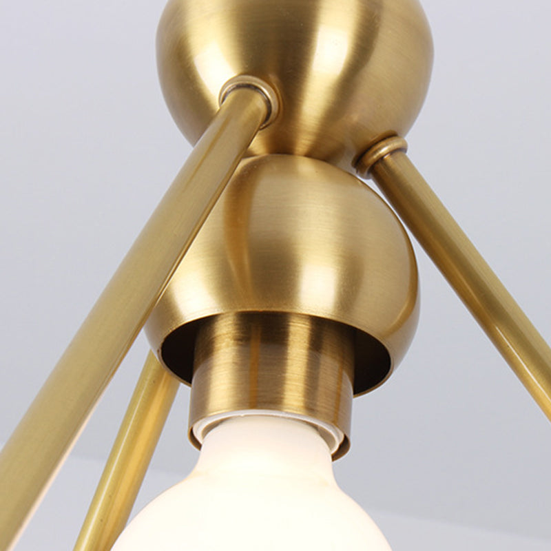 Traditional Triangle Metal Hanging Chandelier in Gold - 4-Light Ceiling Light for Dining Room