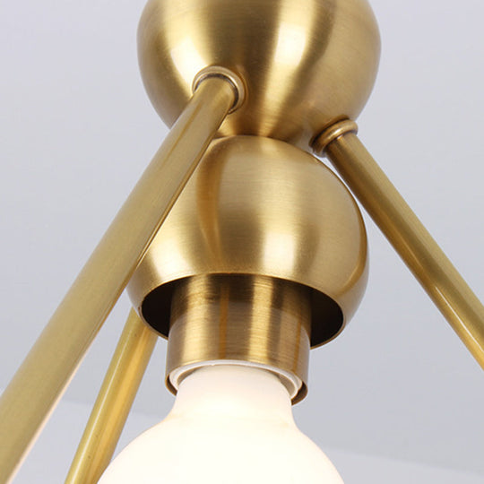 Traditional Triangle Metal Hanging Chandelier in Gold - 4-Light Ceiling Light for Dining Room