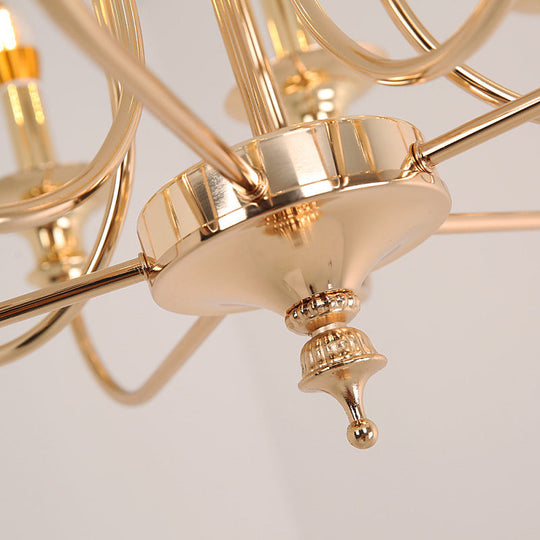 Gold Metal Chandelier with 10 Classic Lights - Dining Room Pendant Lighting