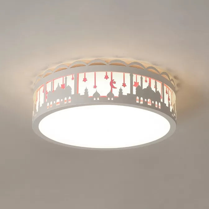 Castle Metal Flush Ceiling Light - Modern Style Lamp for Kids Bedroom