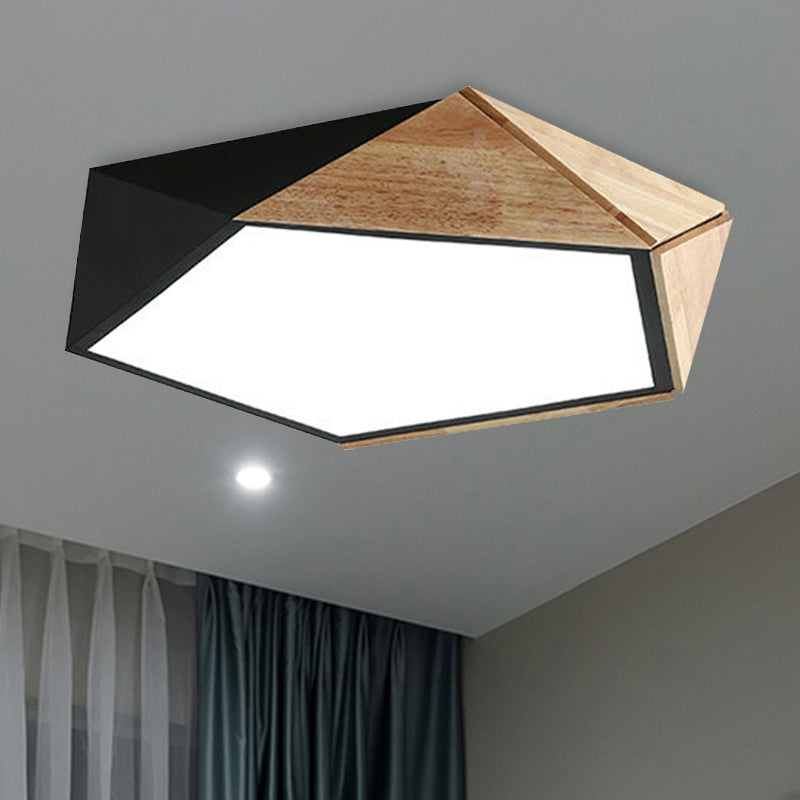 Contemporary Geometric Flush Mount LED Lamp: White/Black Ceiling Light for Living Room (Warm/White) - 16.5"/20.5" Wide