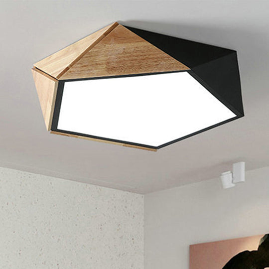 Contemporary Geometric Flush Mount LED Lamp: White/Black Ceiling Light for Living Room (Warm/White) - 16.5"/20.5" Wide