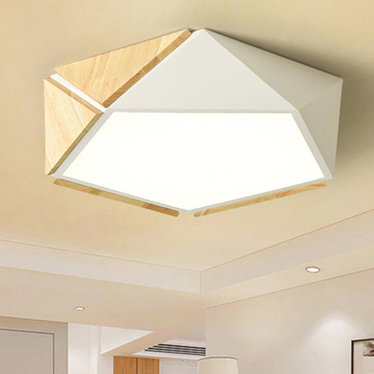 Contemporary Geometric Flush Mount LED Lamp: White/Black Ceiling Light for Living Room (Warm/White) - 16.5"/20.5" Wide