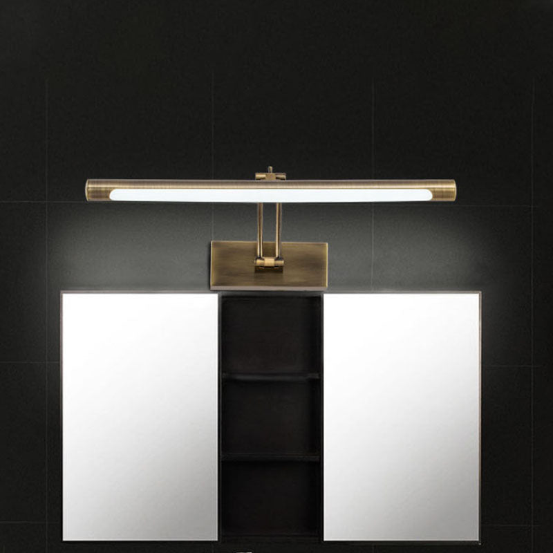Vintage Brass/Gold Finish Tubular Wall Lamp - LED Vanity Lighting for Bathroom