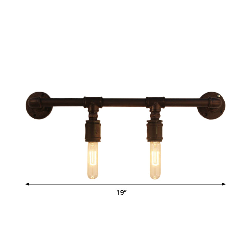 Industrial Black Iron Wall Sconce Light with Straight Pipe Design - Ideal for Living Room - 2/4/6 Bulbs
