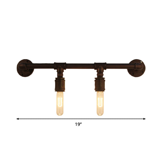 Industrial Black Iron Wall Sconce Light with Straight Pipe Design - Ideal for Living Room - 2/4/6 Bulbs
