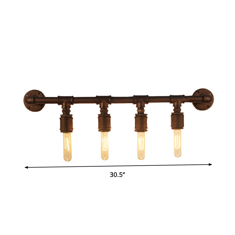 Industrial Black Iron Wall Sconce Light with Straight Pipe Design - Ideal for Living Room - 2/4/6 Bulbs