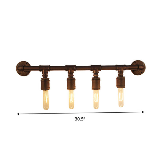 Industrial Black Iron Wall Sconce Light with Straight Pipe Design - Ideal for Living Room - 2/4/6 Bulbs