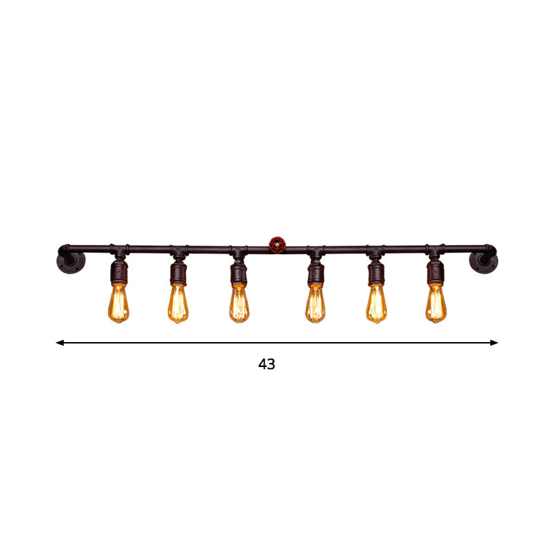 Industrial Black Iron Wall Sconce Light with Straight Pipe Design - Ideal for Living Room - 2/4/6 Bulbs