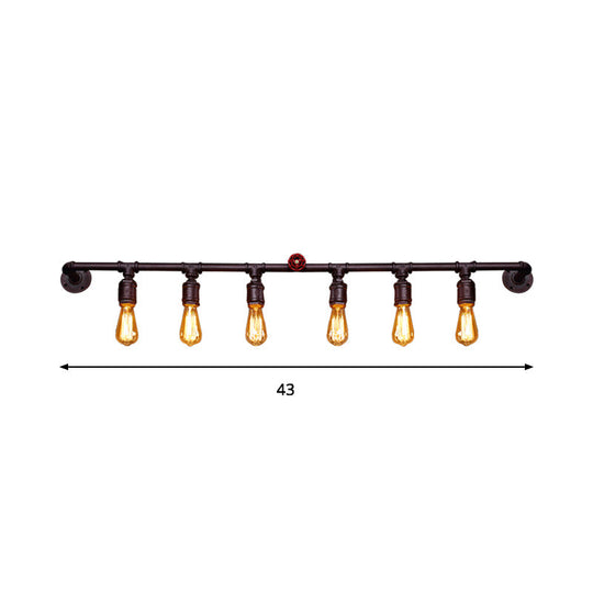Industrial Black Iron Wall Sconce Light with Straight Pipe Design - Ideal for Living Room - 2/4/6 Bulbs