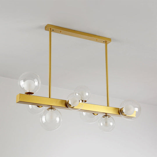 Gold Finish Chandelier with Orb Shade - Post Modern Design, 8 Lights - Perfect for Dining Room